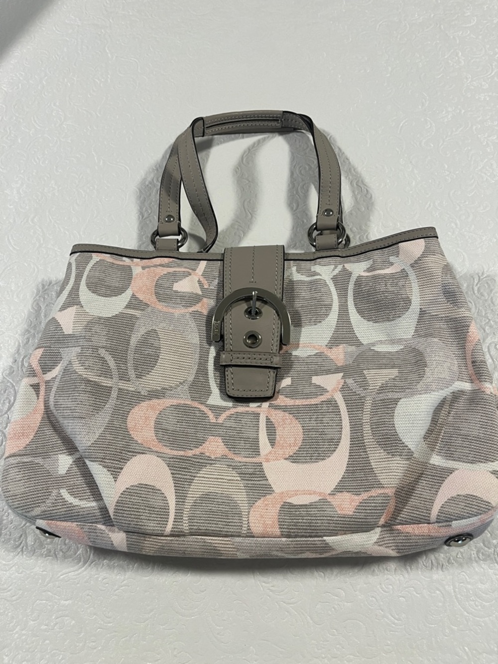 COACH Grey & Pink Shoulder /Hand Bag